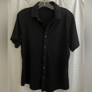 Marc Anthony Black Casual Button Down Short Sleeve Shirt Slim Fit M